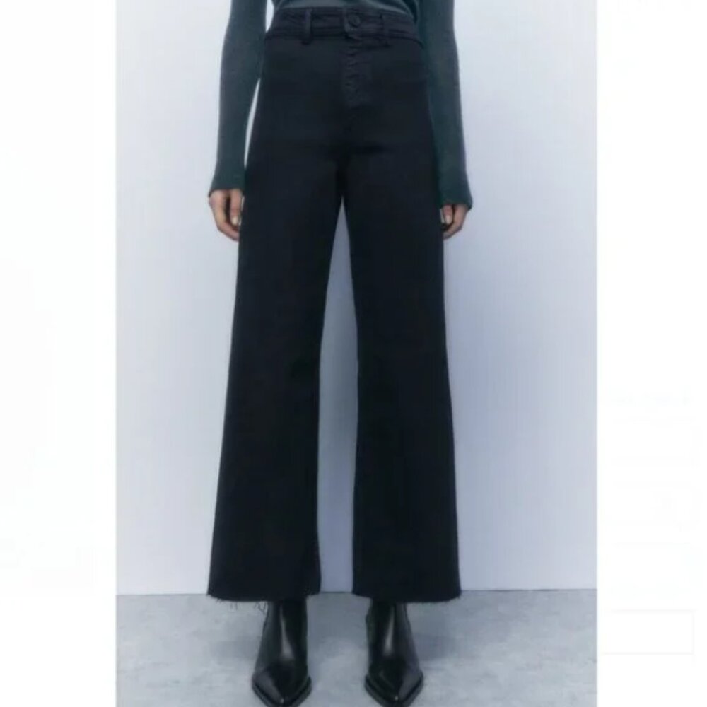 NEW! Zara 'The Marine' Straight Jeans in PURE BLACK (0) - Picture 6 of 10